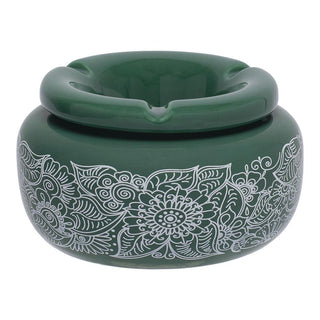 Moroccan Green Floral Ceramic Ashtray - AltheasAttic420