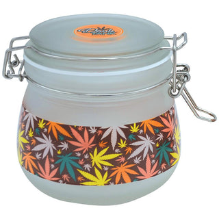 Multicolor Hemp Leaf Frosted Glass Jar - AltheasAttic420