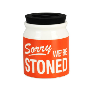 Sorry We're Stoned Ceramic Jar w/ Lid - AltheasAttic420