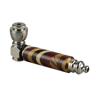 Rainbow Wood & Stainless Steel Hand Pipe - AltheasAttic420