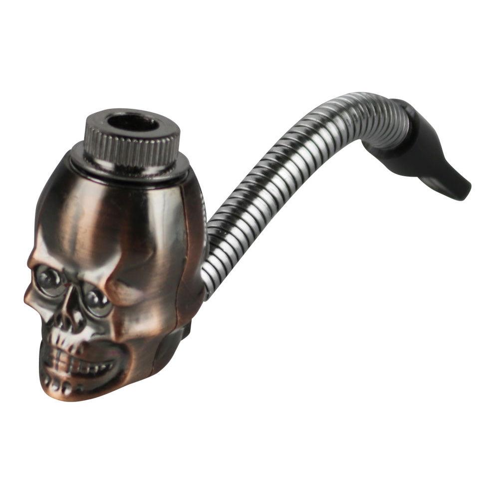 Metal Skull Hand Pipe w/ Flexible Stem