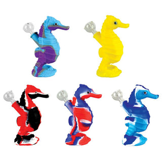Seahorse Silicone Waterpipe - 6" / Colors Vary