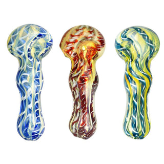 Fumed Latticino Spoon Pipe - AltheasAttic420