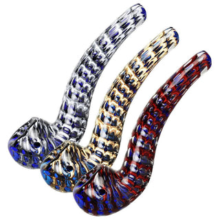 Striated Two Tone Bubbly Glass Long Pipe - AltheasAttic420