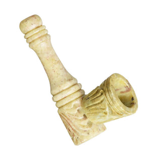 Decoratively Carved Stone Pipe w/ Removable Bowl - AltheasAttic420