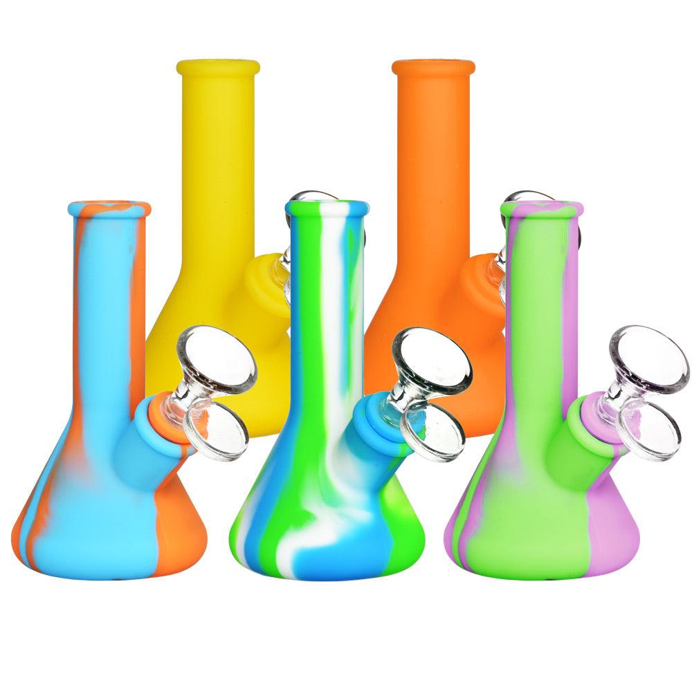 Silicone Beaker Travel Water Pipe- 5" / 14mm F / Colors Vary