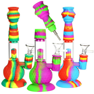 Honey Bee 2 in 1 Water Pipe/Dab Straw- 9"/14mm F/Colors Vary