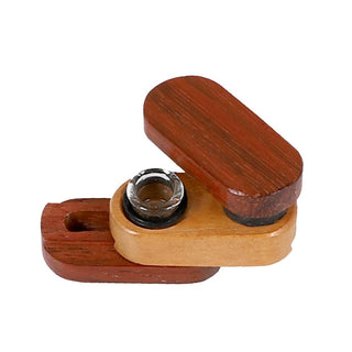 Twist-Out Lid Wood Pipe w/ Bottom Cleaning Slide - AltheasAttic420