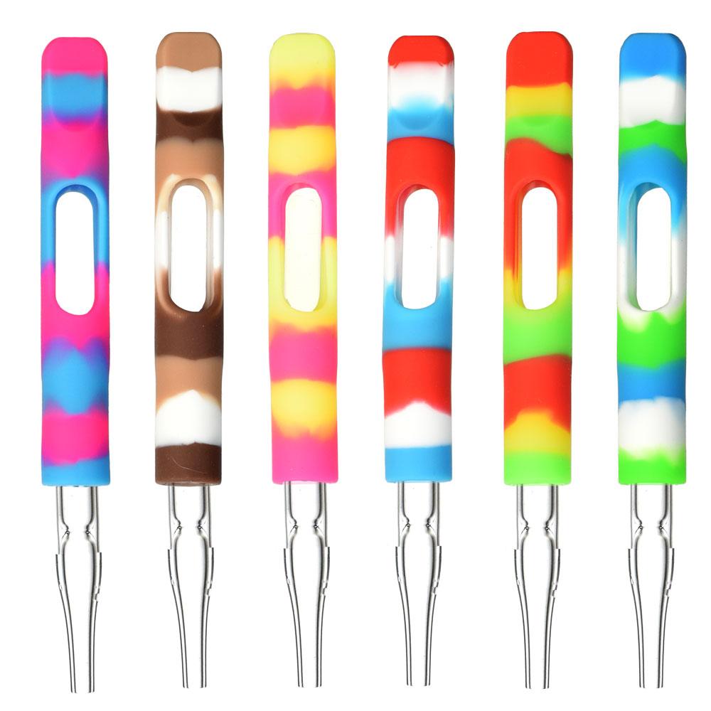 Silicone Wrapped Dab Straw - 3.75" / Colors Vary