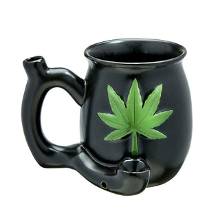 Embossed Hemp Leaf Ceramic Pipe Mug - AltheasAttic420