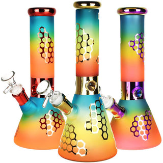 Rainbow Honeycomb Glass Water Pipe - AltheasAttic420