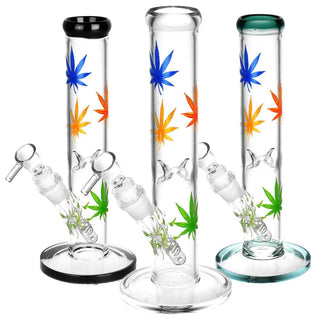 Hemp Leaf Straight Tube Water Pipe - AltheasAttic420