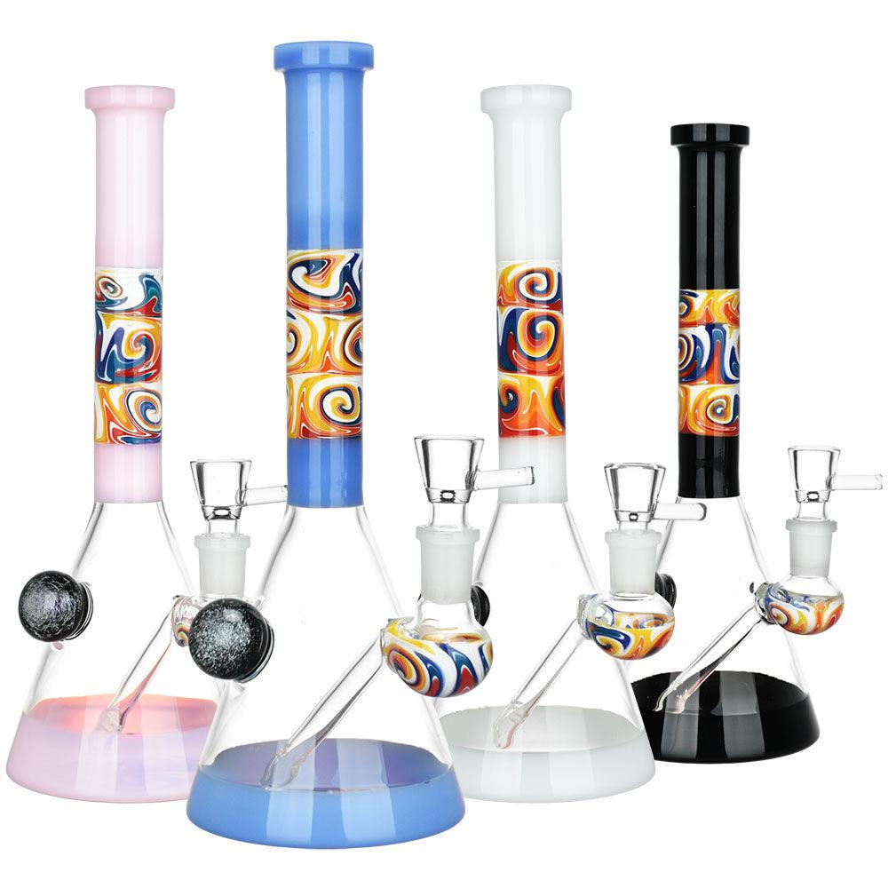 Serenity Wig Wag Dichro Ball Water Pipe | 10" | 14mm F | Colors Vary