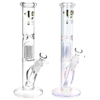 Diamond Glass Gold Pearl 8-Arm Perc Water Pipe - 12" / 14mm F / Colors Vary
