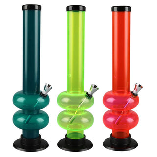 Acrylic Double Bubble Water Pipe - 12" / Colors Vary