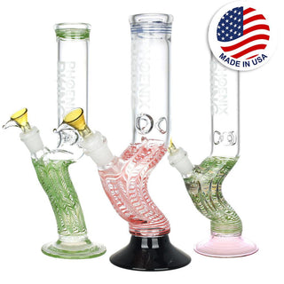 Phoenix Rising Hand Grip Water Pipe - 12"/14mm F/Colors Vary