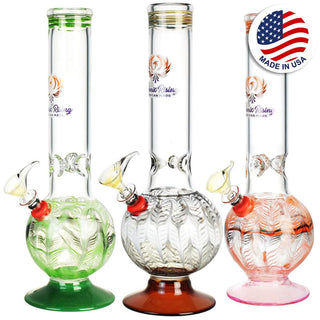 Phoenix Rising Bubble Base Water Pipe w/ Ice Pinch - 12"/Colors Vary