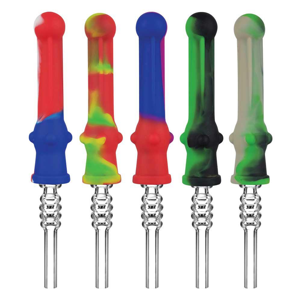 Silicone Vapor Straw w/ Quartz Tip - 7" / Colors Vary